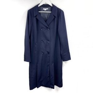 NWT Pendleton virgin wool trench coat navy long 14